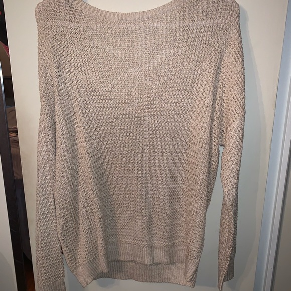 Off the should, cream, open back sweater - Picture 5 of 5
